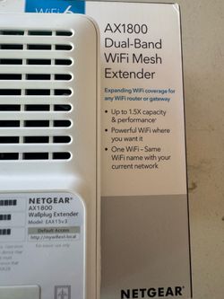 Netgear AX1800 WiFi 6 Extender (EAX15‑100NAS) – Excellent Condition
