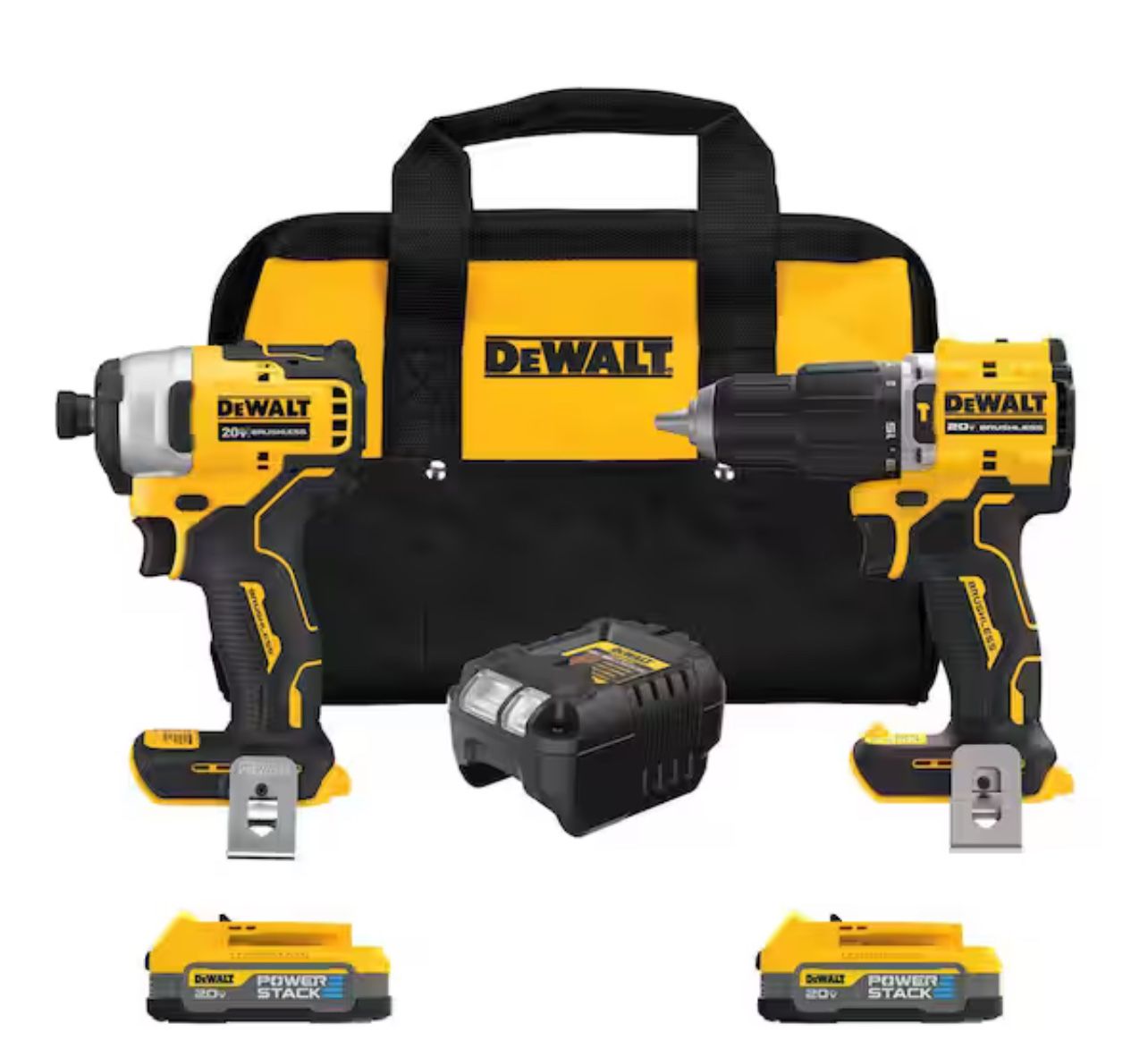 20V MAX Lithium-Ion Cordless 2-Tool Combo Kit and 5 in. (2) POWERSTACK 1.7Ah Batteries & Charger