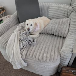 Fluffy White XL Lounger Couch