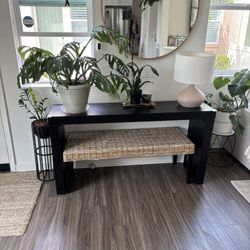 Black wood console table for entryway 58”
