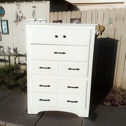 White Tall Chest Of Drawers 52".5H 38"W 17"D