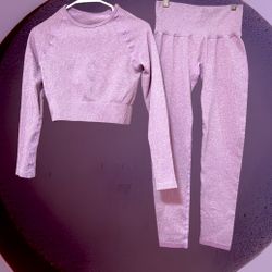 NWOT Sportswear Purple Set Ribbed Long Sleeve Workout Athletic Top & Leggings S