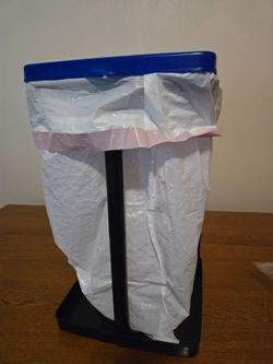 Plastic Bag Holder Stand with Blue Rim