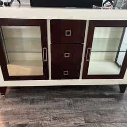 Glass Entertainment Center With Lighting 100.00 OBO