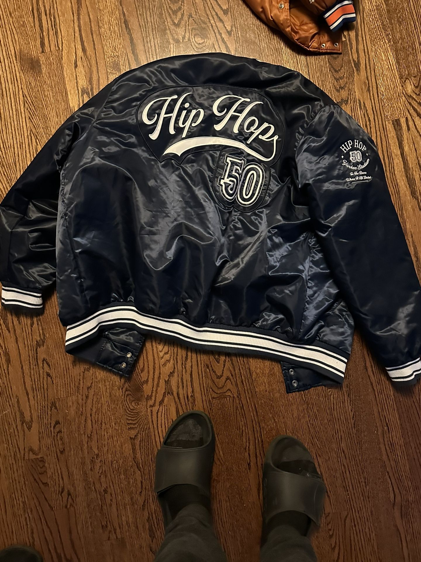 Men's New York Yankees Starter Navy Hip Hop 50 Live Locker Room Full-Snap Varsity Jacket