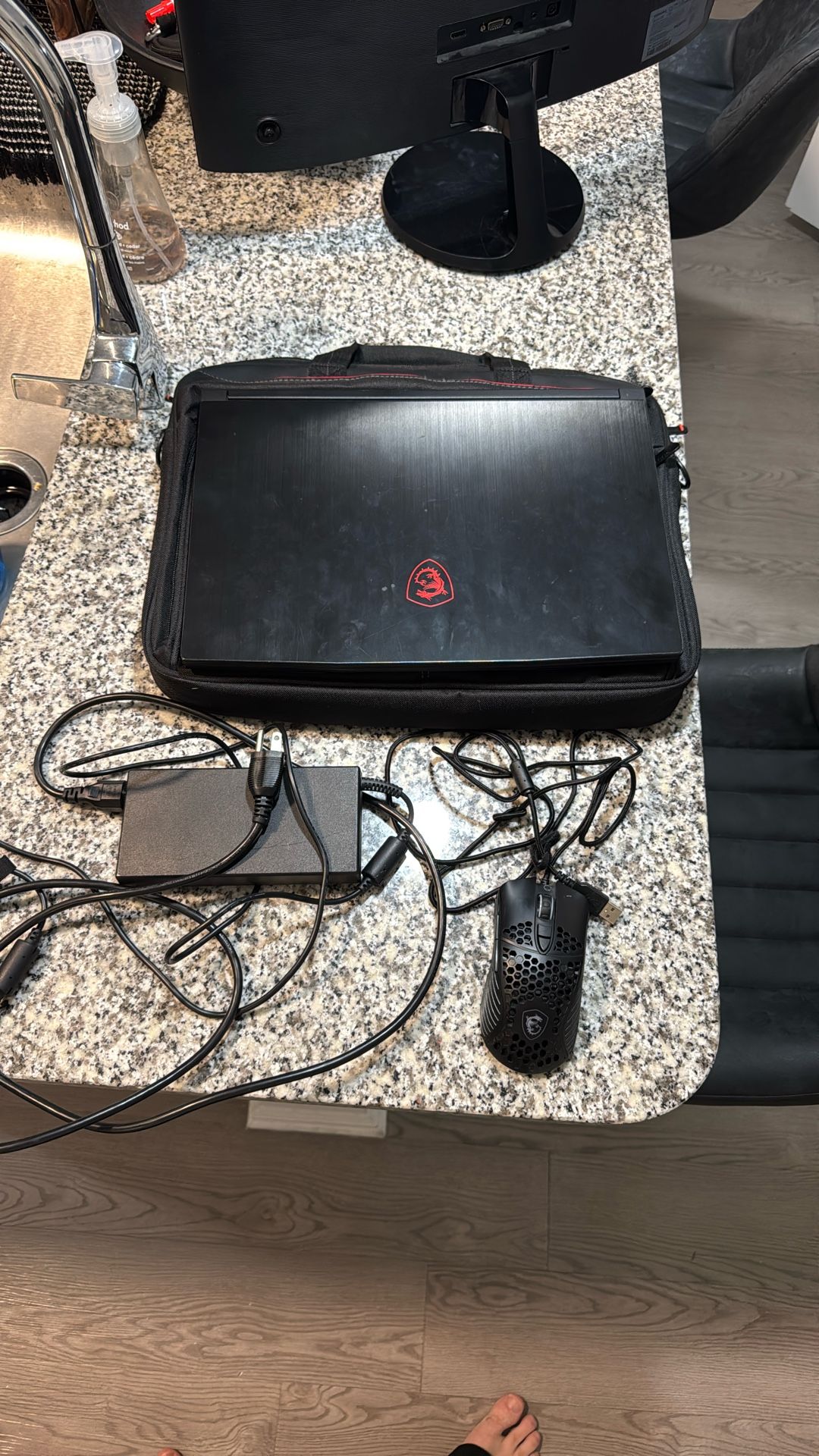MSI Laptop, Case, Charger, Mouse