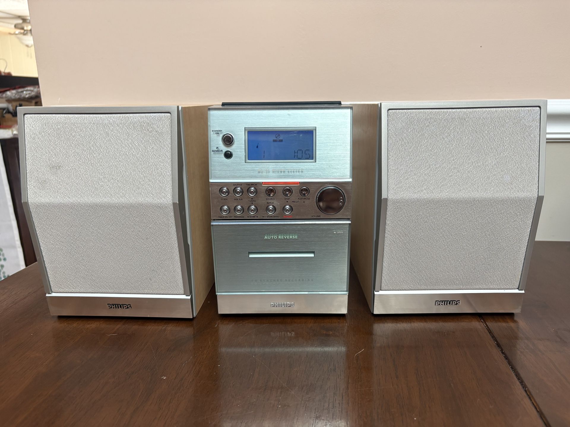 Philips MC-30/37 Micro System W/Speakers, No Remote, Tested And Works, VTG, Rare