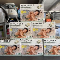 Honest Diapers size 5, multiple boxes available 