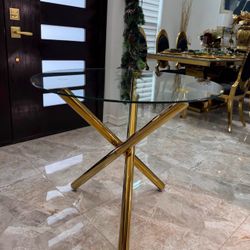 Small Glass Gold Legs Dining Table Mesa De Comedor