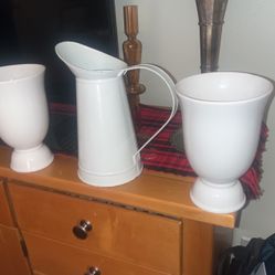Three Or Two White Vases 