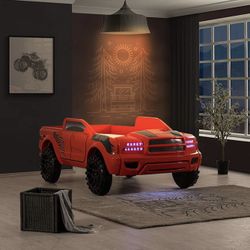 Twin Red Pick Up Truck Bed Frame 