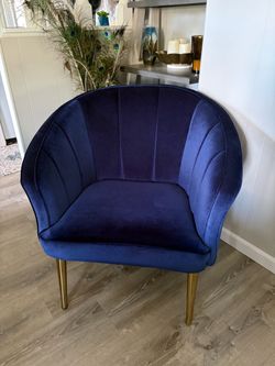 Blue velvet lounge chair