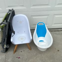 Free Stuff, Baby Bathtub, Baby Chair, Instep Single Child Bike Trailer, Schwinn Double Child Bike Trailer, Free Standing Shelving Unit