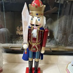 Christmas Wood Nutcracker Jeweled King Jeweled Solider 26".  