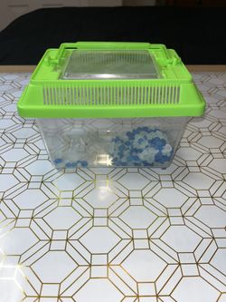 Rectangular Kritter Keeper Mini w/Green Vented Lid - Pet Holding Habitat - 7x4x5