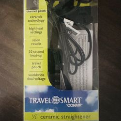 NEW Travel Smart by Conair Mini 1/2-inch Ceramic Flat Iron