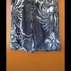 medium mma elite skull chains drawstring mens shorts