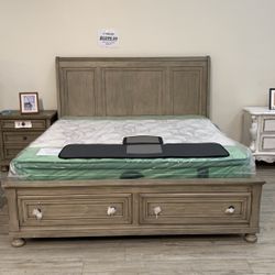 Wooden Bedframe With Storage