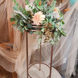 Boho Style Artificial Flower Arrangement W Rosegold Stand