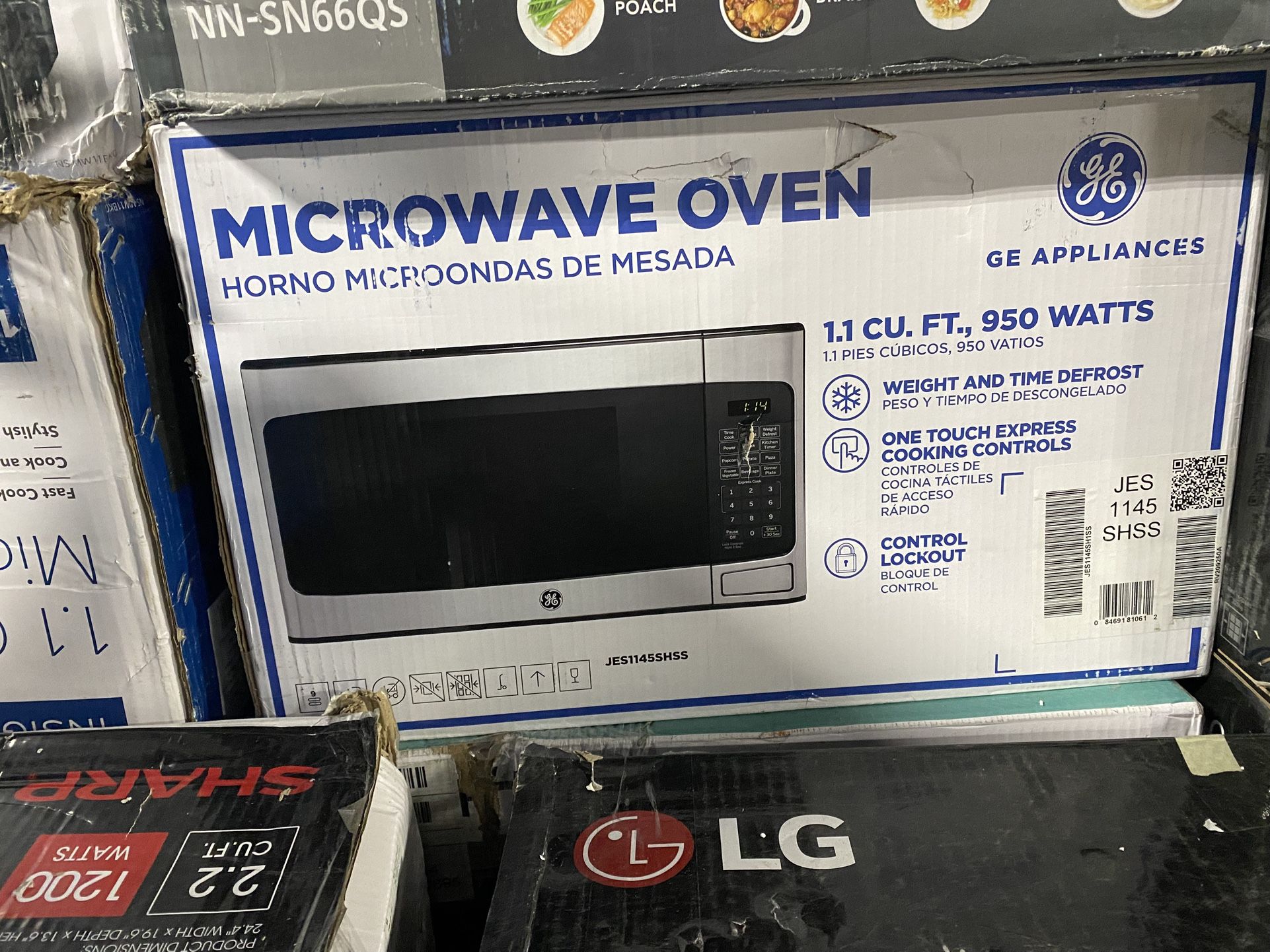 GE 1.1 Cu. Ft. Capacity Countertop Microwave Oven Stainless Steel