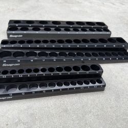 Snap On Tools METRIC Set Of 3 Socket Trays Magnetic Organizer 1/4 3/8 1/2” Drive  Also have full sets and singles of these in different colors and bot