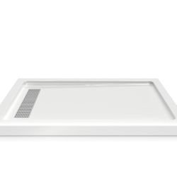 1521  48x36 Inch Shower Base, Pre-Sloped Acrylic Fiberglass Shower Pan, Left/Right Installation, Easy DIY Installation with Removable Flange for Zero,