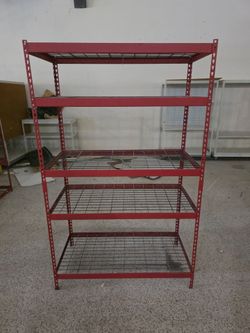 Heavy Duty 5-Shelf Steel Garage Storage Rack (Red / Wire Decking)