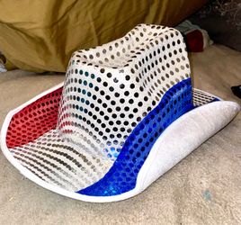 Red White and Blue  Sequins Cowboy Hat