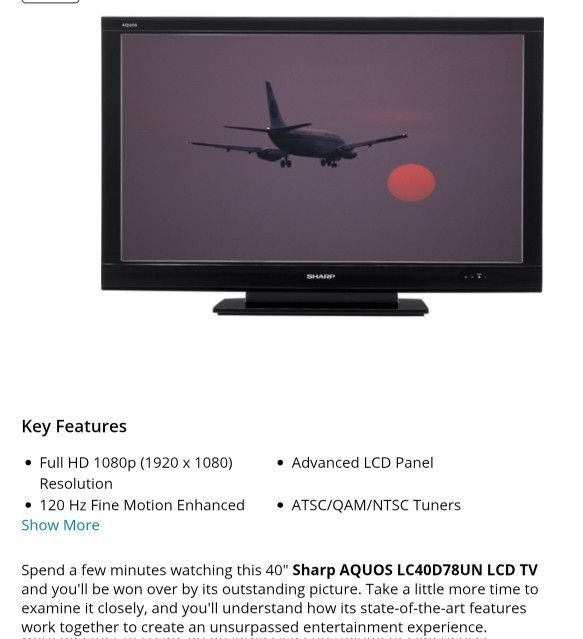 2 Sharp Aquos 40" 1080 LCD HD TV s
