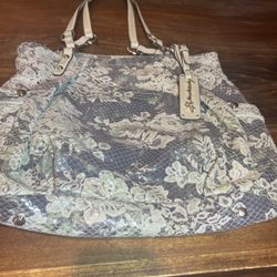 B Makowsky Black Lace Patent Leather Handbag 