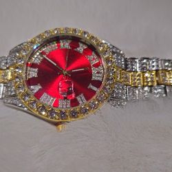Men Watch, Color Silver, Gold, & Red