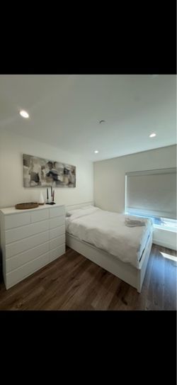Malm storage bed frame white quen size
