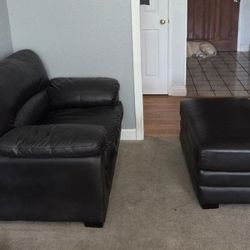 Leather Couch Plus Legs Rest