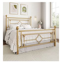 Gold Bed Frame Only Queen Size