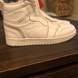 White Zip up Air Jordan One Retro High Zip