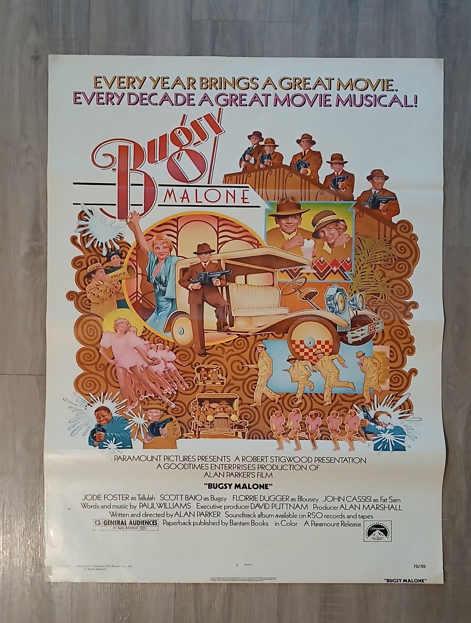 Vintage Bugsy Malone movie poster (1976) 27x41