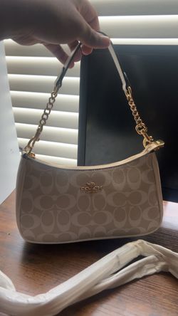 Coach white Signature Shoulder Bag with Chain Strap