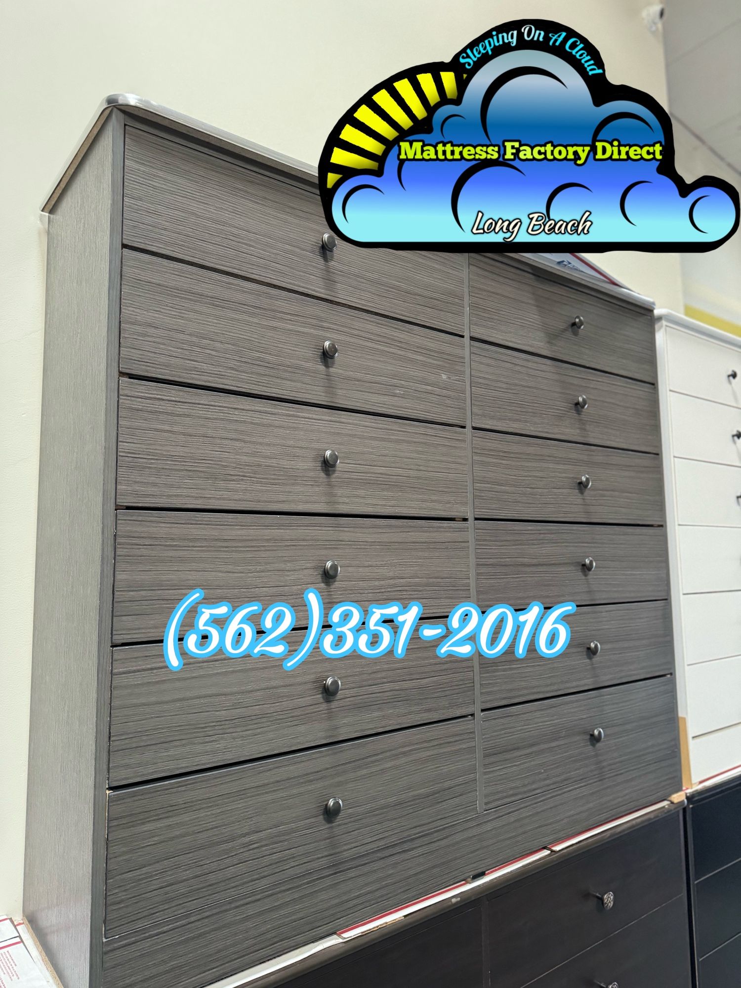 Fully Assembled 12 Drawer Grey Dresser