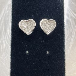 Heart Diamond Screwback Earrings