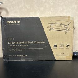 Mount It MI-8011 Rectangular Dark Walnut Adjustable Electric Standing Desk 38In