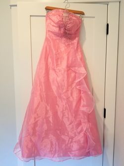 New No Tag Masquerade Size 3/4 Pink Strapless Prom Gown With Sequins