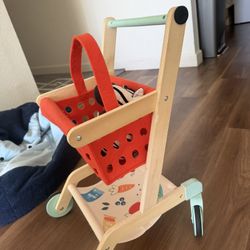 Wooden Kids Shopping Cart 