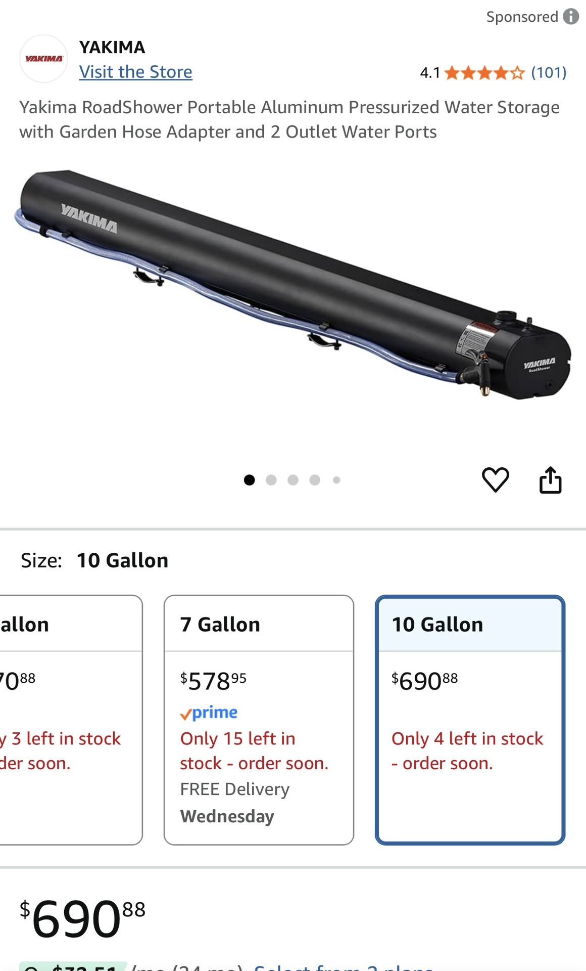 Yakima Road Shower 10 Gallon Water Tank