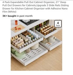 PAKETA 4 Pack Expandable Pull Out Cabinet Organizer,21" Deep
Pull Out Drawers for Cabinets with width from 12" to 20",Sliding Drawers for Cabinets wit