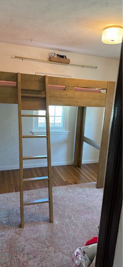 Solid Wood Loft Bed with Ladder