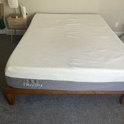 Queen Mattress + Wood Bed Base  