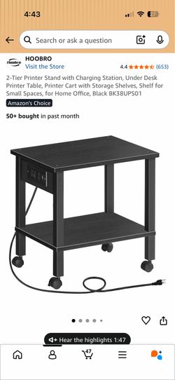 2 tier printer stand w/ charging station