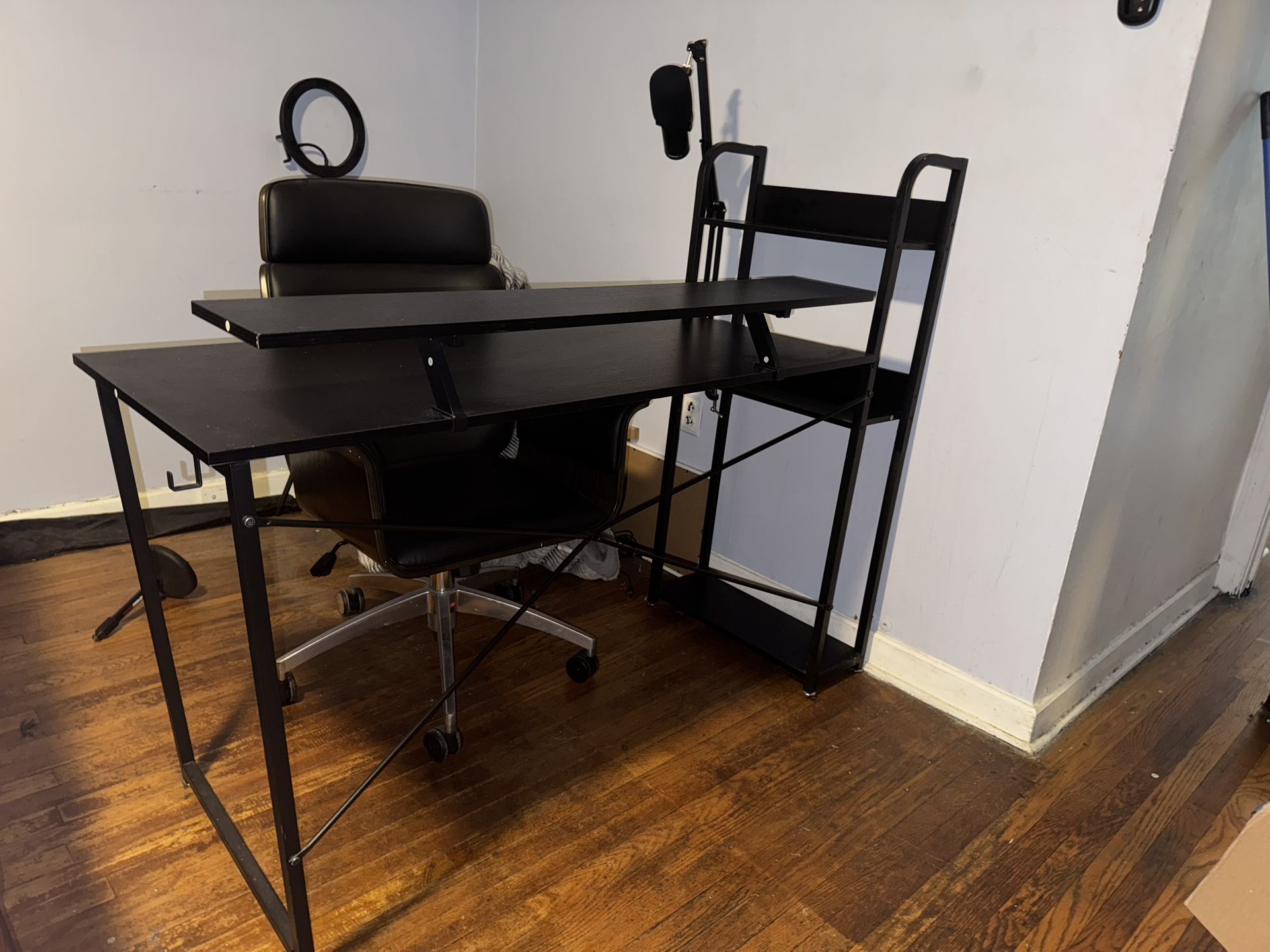 Computer Desk & Leather Swivel Chair