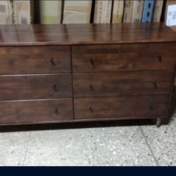 6-Drawer Wood Dresser in Tobacco Color