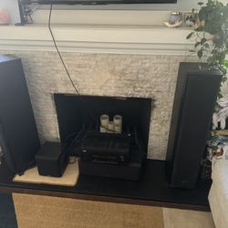 Full Sound System (Big left and right speaker, center speaker, subwoofer, and controller and remote)